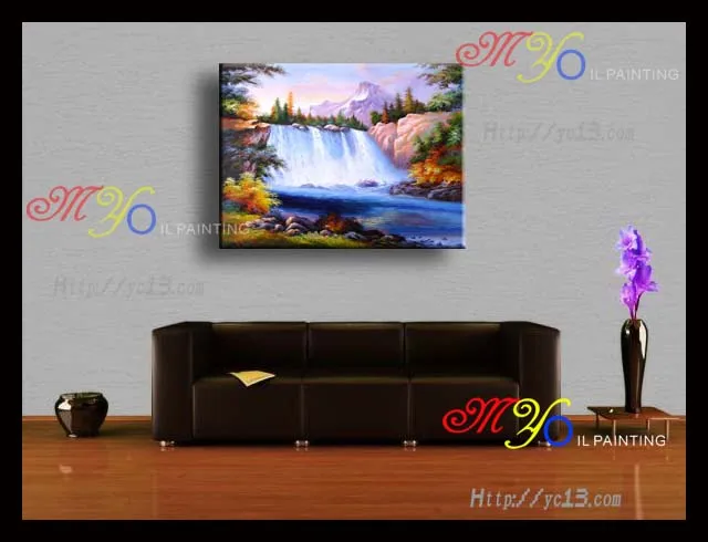 Home decor hotel wall art handmade waterproof chinese natural scenery painting on canvas ct-51