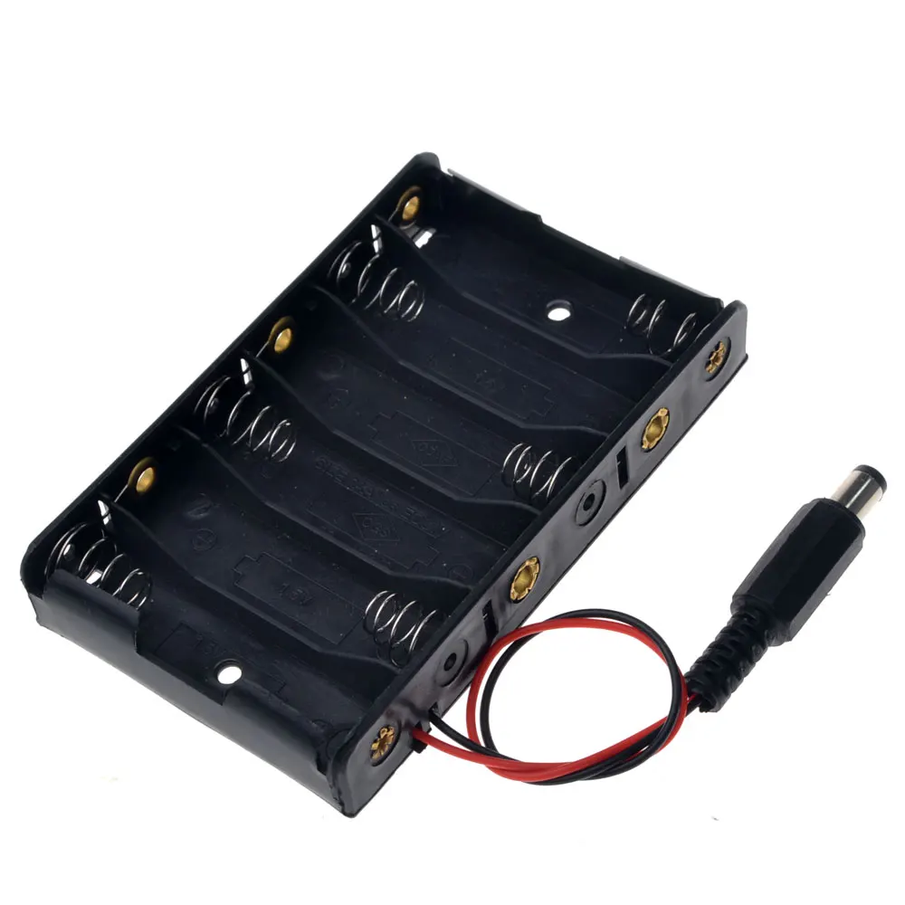 Battery Case Holder 6 x 1.5V AA batteries DIY Storage Box With DC2.1 Power Jack 6*AA 9V Battery Case
