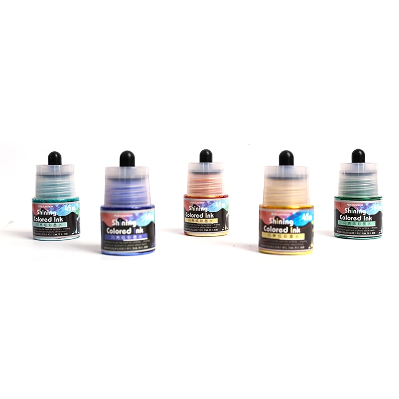 Superior new product water based glitter shinning refilled ink with dropper bottle use for drawing can fill into the brush