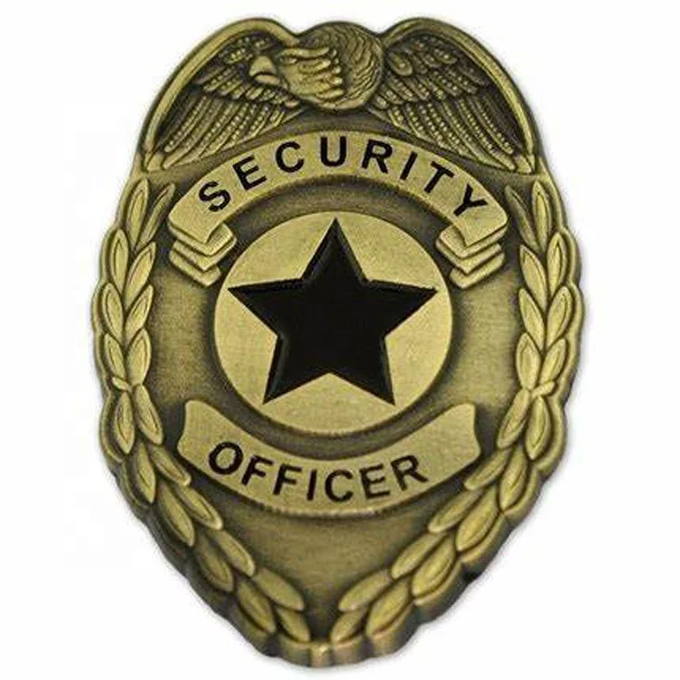 China metal crafts OEM custom wholesale top quality souvenir die struck enamel pins security officer lapel pin badge for jacket
