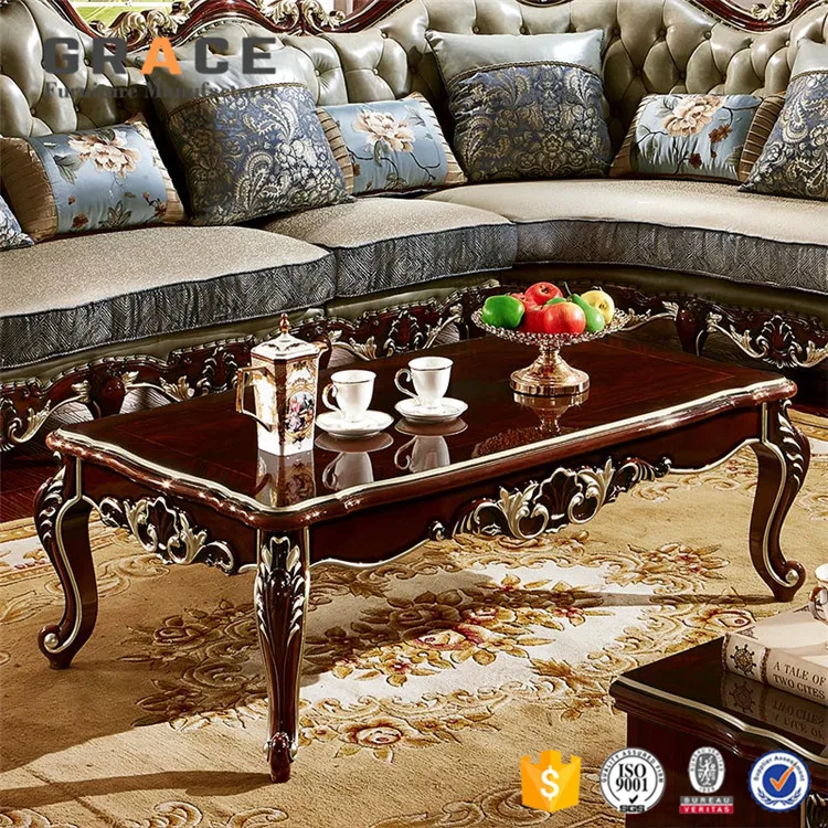 H8801R hand carved wood coffee table dubai hot sale
