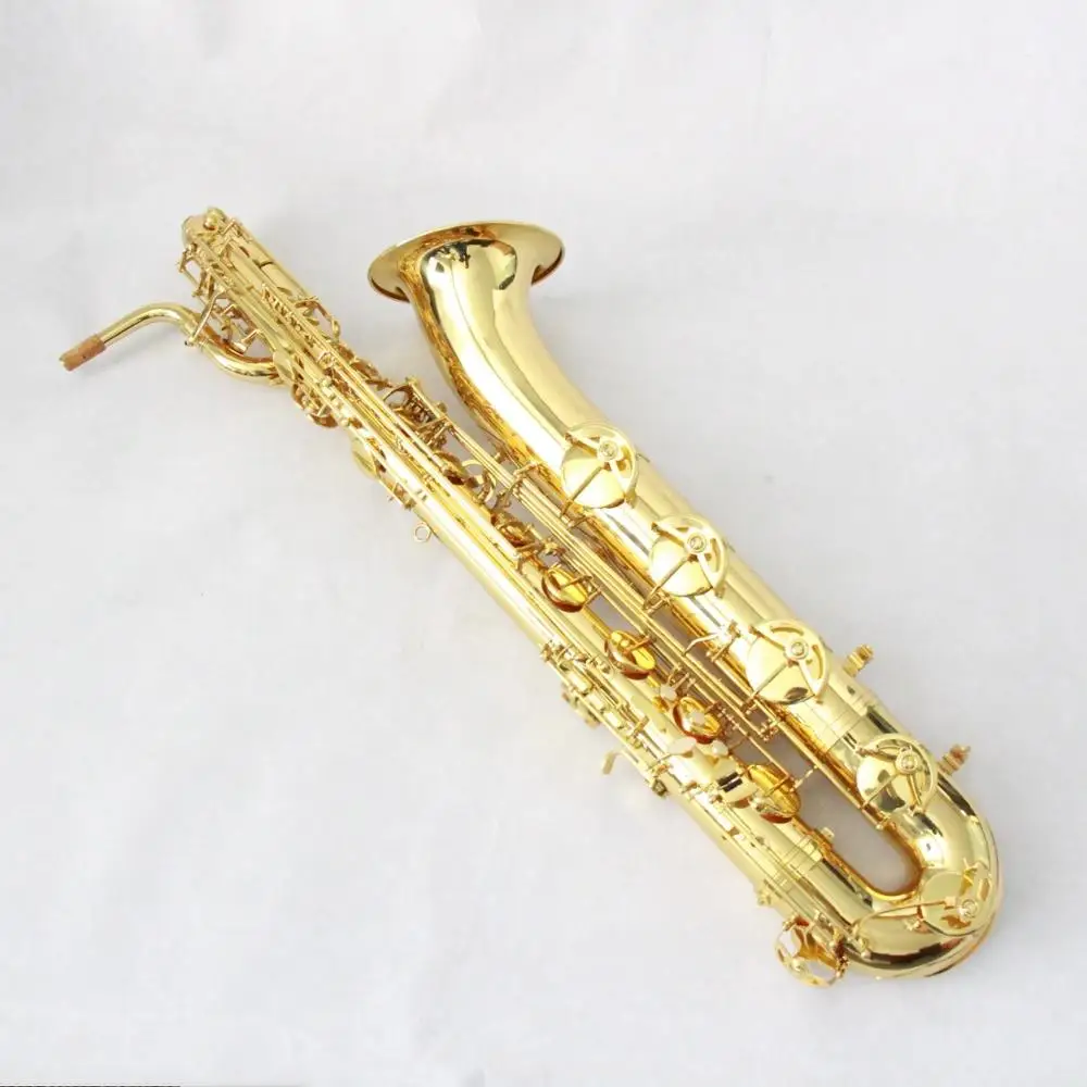 Focus Brand FBS-580 E Flat Gold Lacquered Baritone Saxophone With Case, Cleansing cloth, Mouthpiece, Glo-ve, Reeds