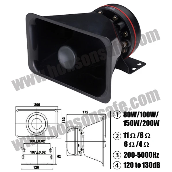 100W/200W Square Emergency Car Siren Speaker Ultrathin Flat alarm horn speaker/Emergency Car Siren Speaker YH-100