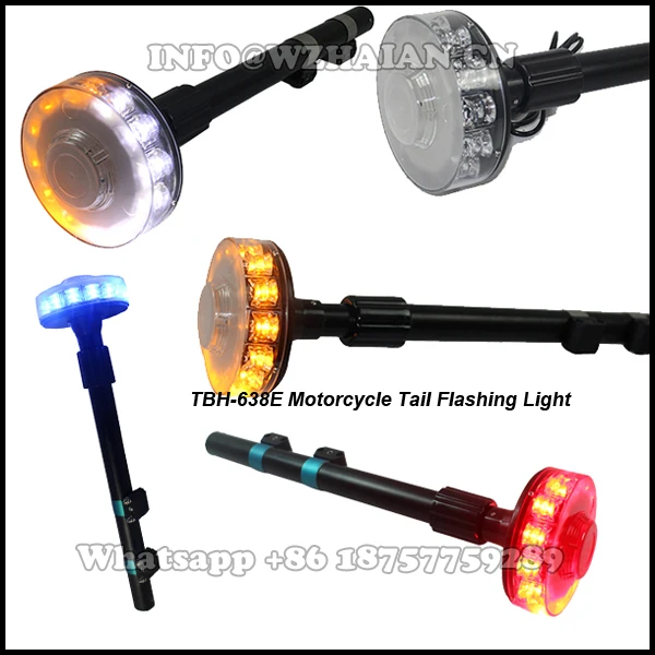 Warning Motorcycle Strobe Lights Traffic Advisory Led Rotating Tail Motorcycle Rear Pole Flashing Light