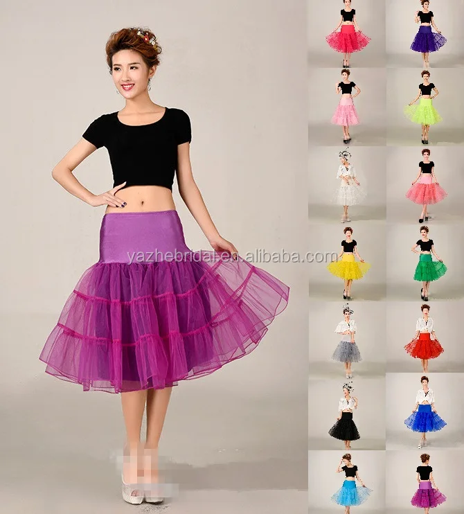 
18 Colors-Cheap Wholesale A-Line Short Petticoat Colorful Short Underskirt Knee Length Bridal Tulle Petticoats For Wedding Dress 