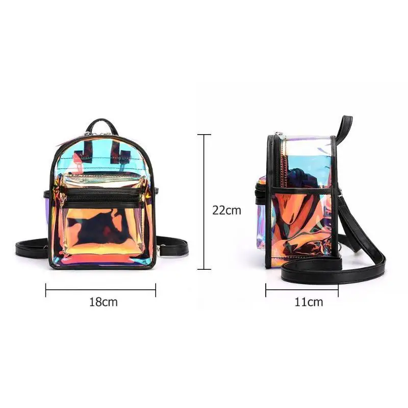 Модный мини-рюкзак из ПВХ, голографические прозрачные рюкзаки с голографическим дизайном