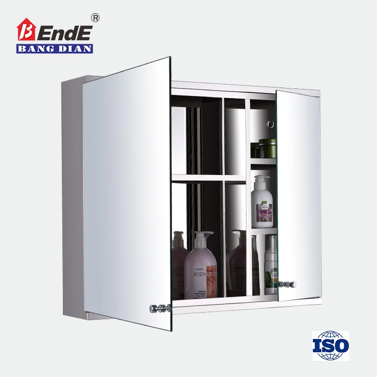 Simple Style Stainless Steel Bathroom Vanity With Mirrored