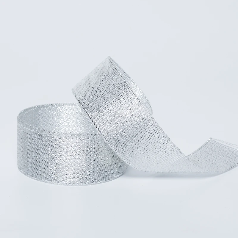 Gold and silver glitter metallic Christmas decoration ribbon