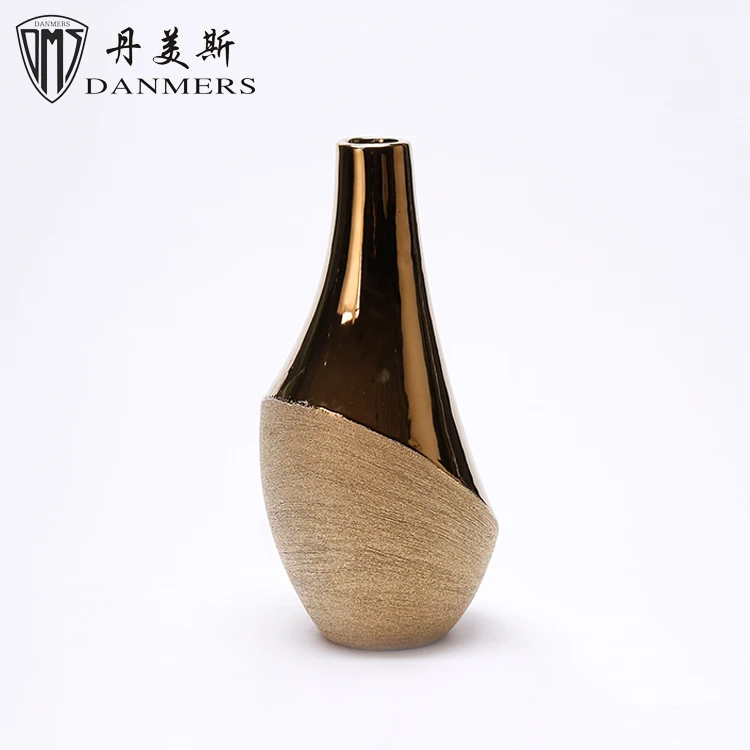 New product 4 pcs electroplate vases golden ceramic ornament vase for home decor