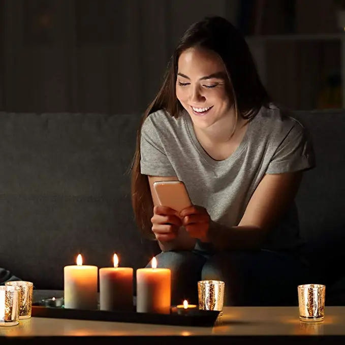 Gold Color Glass Candle Holder for Wedding Centerpieces