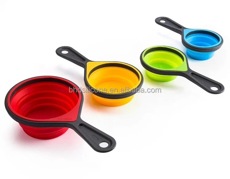 
Benhaida Food Grade Approved 8 Pieces Silicone Collapsible Measuring Cups Spoons 