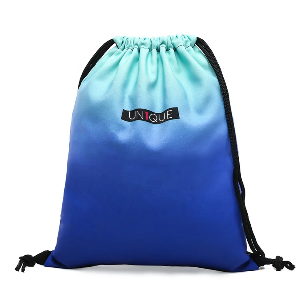 
Promotional 3D digital Macaron colours print Sport sac drawstring Gradient gym training cord bag outdoor running sack backpack 