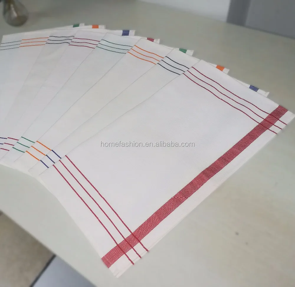 Высококачественная вафельная салфетка из 100% хлопка в красную/зеленую/синюю/оранжевую полоску стекла