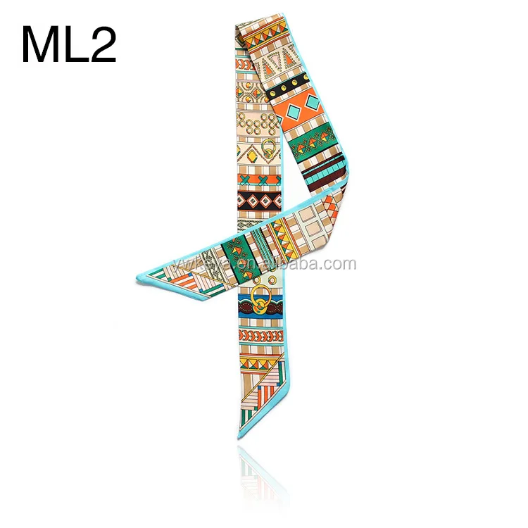Twill Silk Small Women Ribbon Scarf  Hair Bags Handle Decoration Tie Hand Scarf