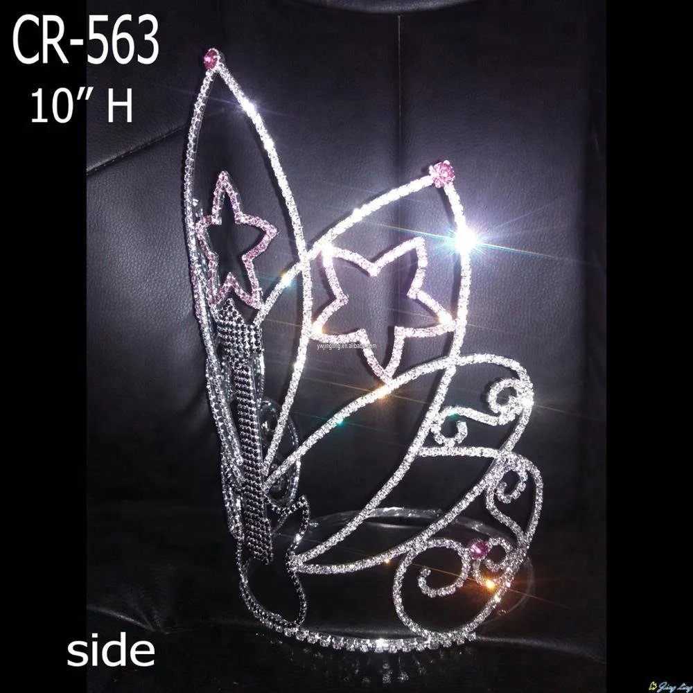 Music Theme Rhinestone Star Pageant Crown