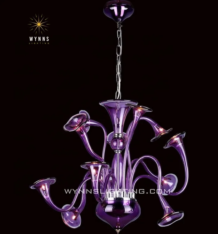 Purple glass Murano chandelier lighting luxury fancy art decorative glass pendant lamp European classic LED suspension lighting