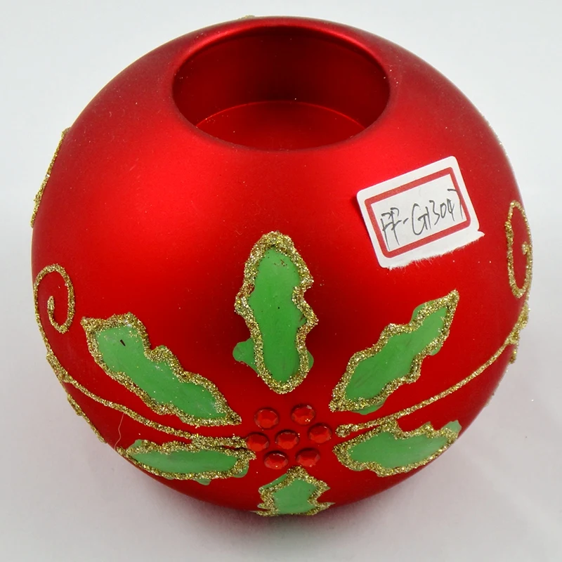 2022 New Design Factory Supply Glass Christmas Ball Candle Holder/Glass Hand Paint Candle Holder/Glass Candle Holder for Holiday