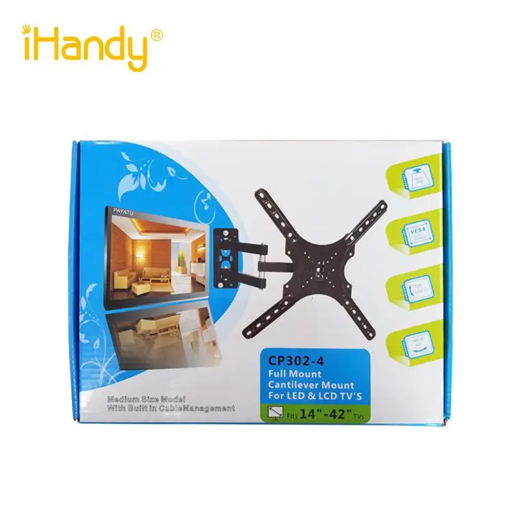 SYSTO iHandy IH-CP302-4 ADJUSTABLE TILT LCD PLASMA TV BRACKET TV WALL MOUNT STAND FOR 14 TO 42 INCH TV STAND telescopic bracket