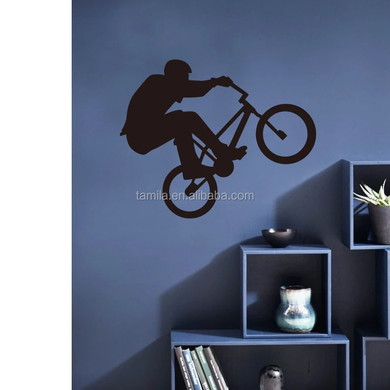 Kids bicycle sport theme boy wall sticker design for home decal