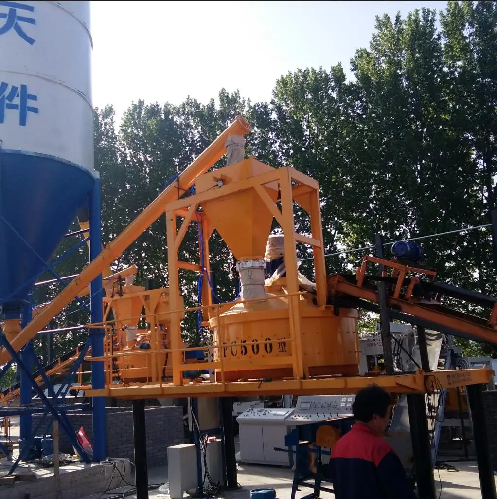 Good cost performance jianxin new types mechanical Concrete Batching  Plant with spindle planetary mixer  used for block make