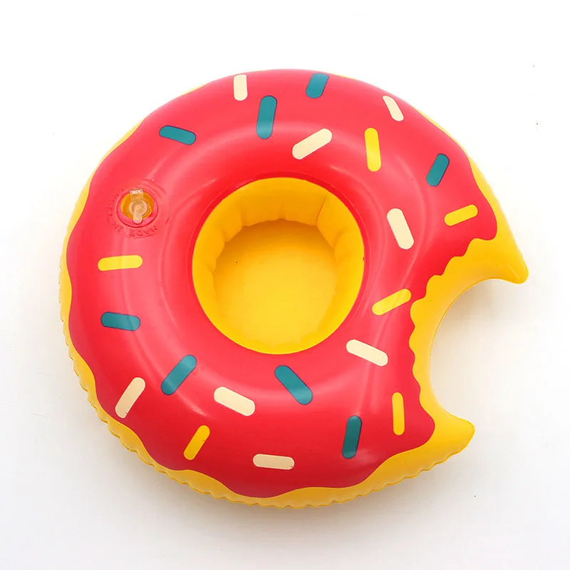 Inflatable Drink Cup Holders Mini Doughnut Cup Stand Floating Beach DIY Party Decoration Coasters Swimming Floating Toy