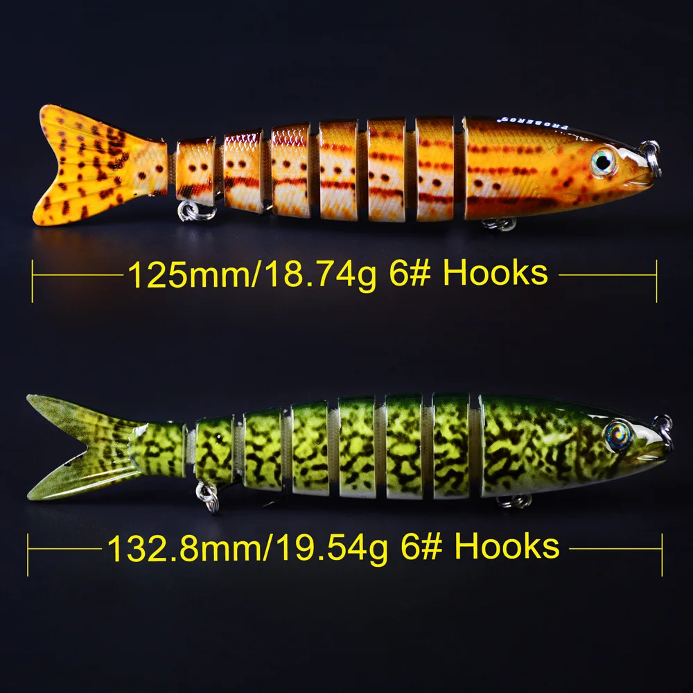 6PCS Pack Fishing Lure 7 Segment Lifelike Swimbait for Hard Body Swim 80-132.8mm Multi Jointed Fishing Lure Set
