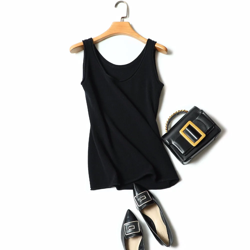 Women cashmere vest low-cut sleeveless tank tops slim fit cashmere vest wool sweater