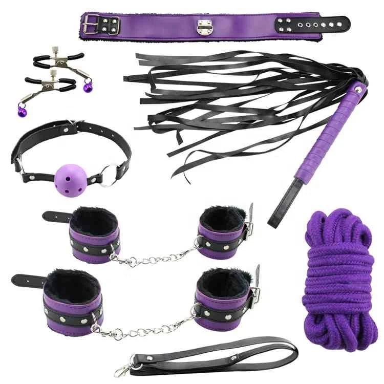Bondage Cbt Sm Shop Fetish Bdsm Toy Suppliers Purple Leather 7 Pcs Japan Sex Product Couple Bandage Sm Sex Gay Games Toys Bundle