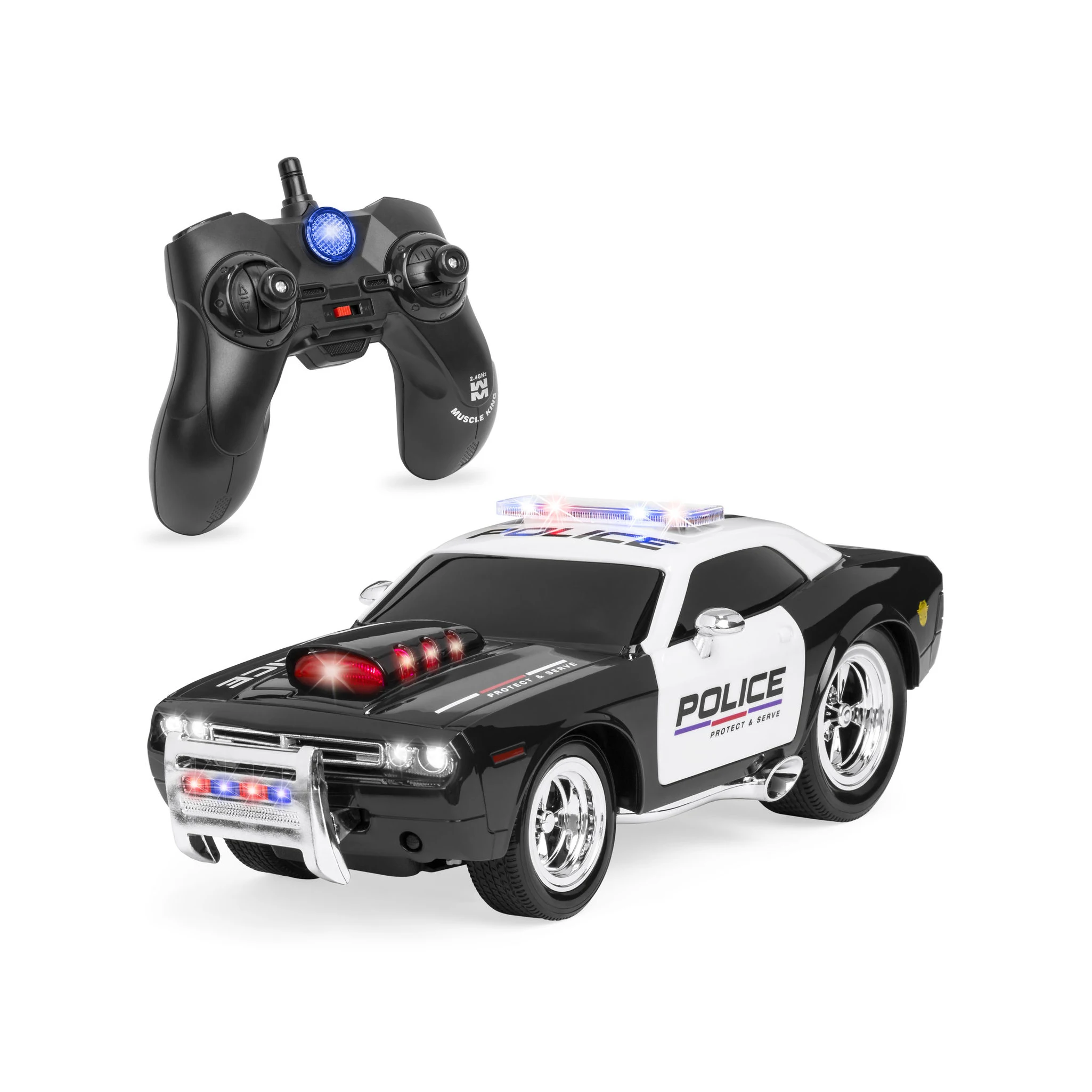 2.4GHz Remote Control Car with Lights, Rechargeable Batteries, and USB Cable - Black