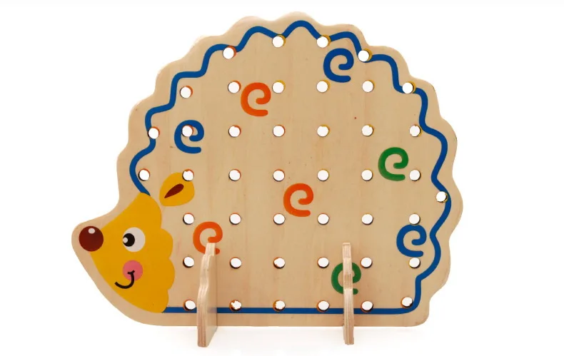 Wholesale wooden animal toys Educational wooden child Threading Hedgehog toys for the kids WFB009