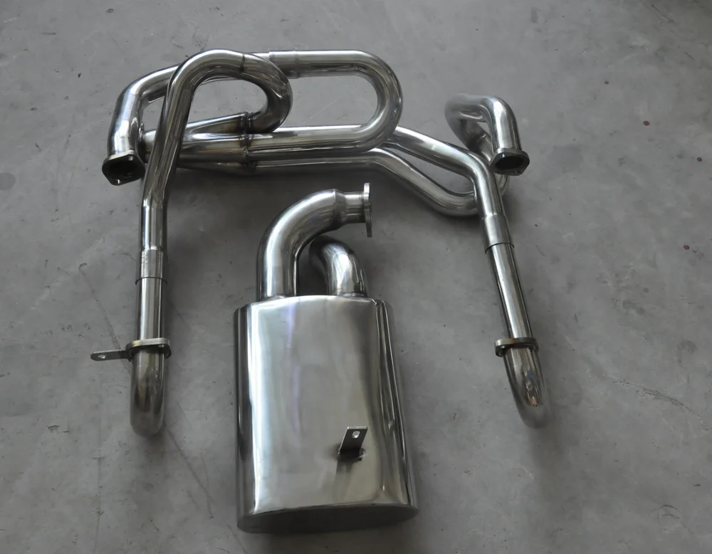 Full Stainless Steel 304 Sidewinder Exhaust Manifold Header & Muffler  For VW Aircooled Beetle Bug