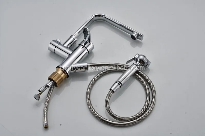 good quality multi function brass pull out kitchen sink faucet mixer tap with spray gun