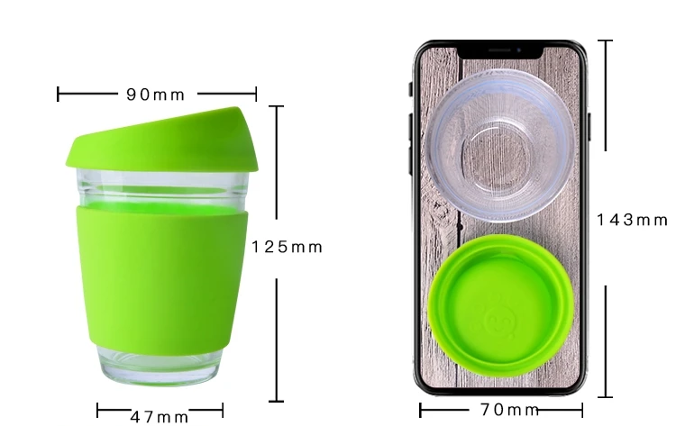 OKSILICONE Heat Resistant Silicone Coffee Cup Sleeve for Coffee Mug Custom Design Silicon Glass Bottle Sleeves Cover
