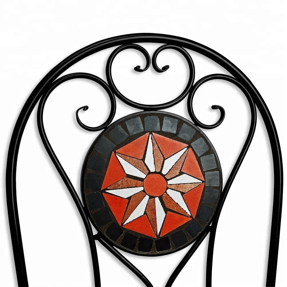 Outdoor Mosaic Bistro Table 60 cm with 2 Chairs Sets Garden Patio Balcony Cafe Round Tabletop