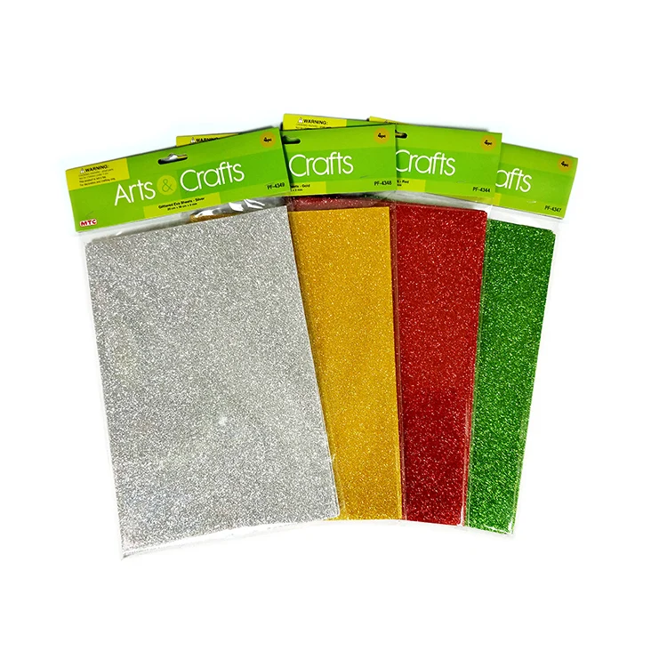 
2mm colored glitter self adhesive EVA foam sheets 3pcs wholesale supplies 