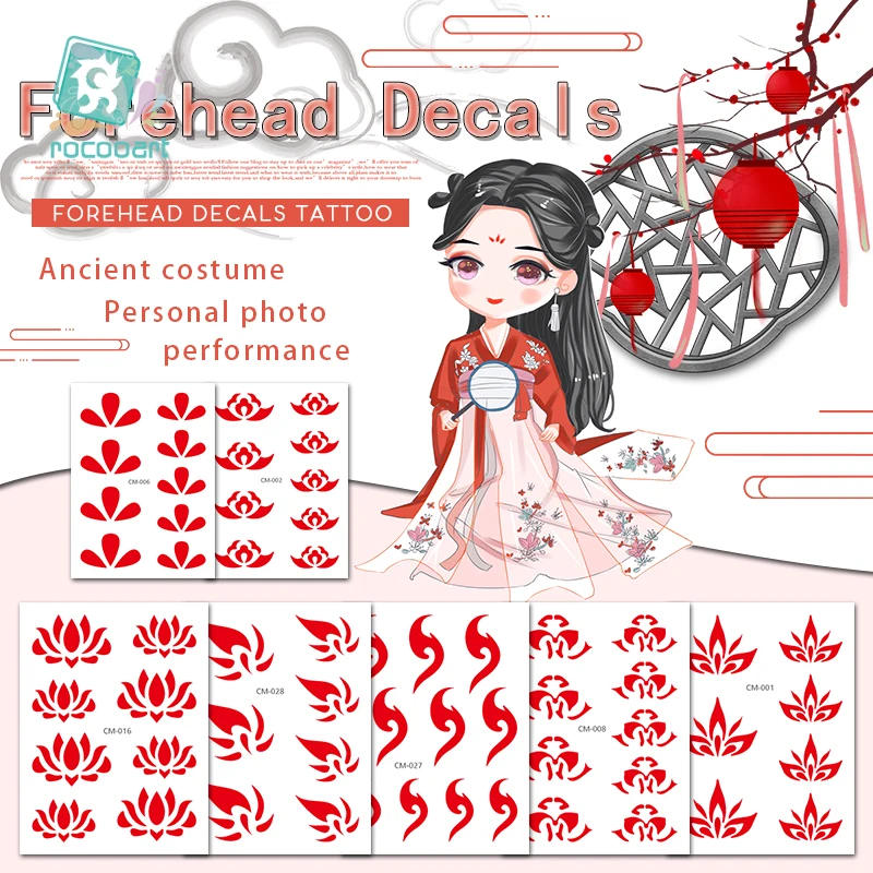 Brow Paste Series Tattoo Stickers, Body Temporary Waterproof Face Paint Stickers Bindi Tatoo Design