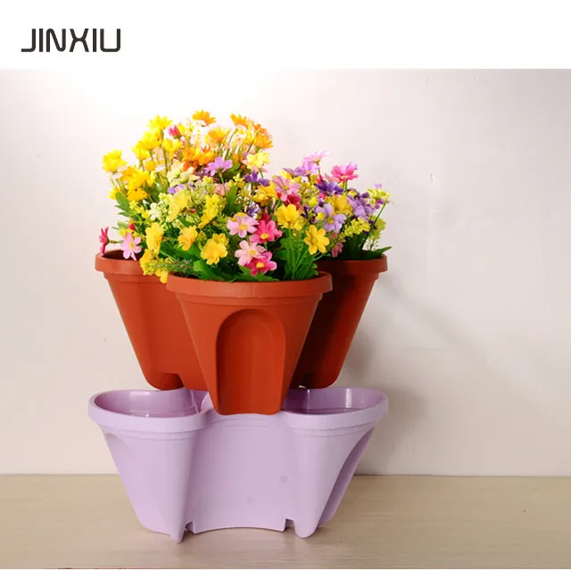 
ourdoor plastic indoor plant pot tower garden plastic stackable flower pots/ planter 