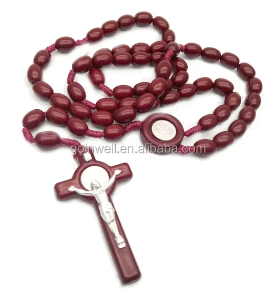 Wooden beads cross rosary, man-made rosary, resin rosary