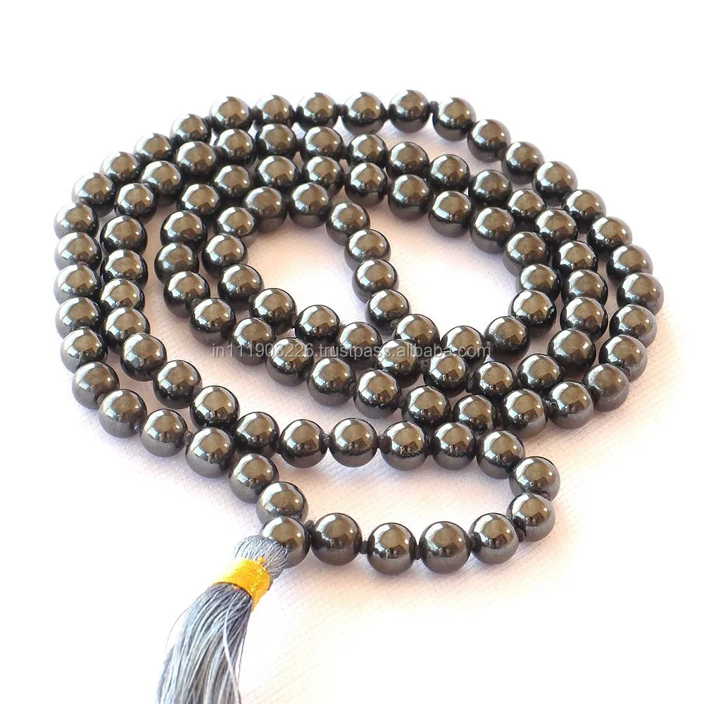 Semi precious 108 prayer bead Hematite Mala Beads for meditation bracelet