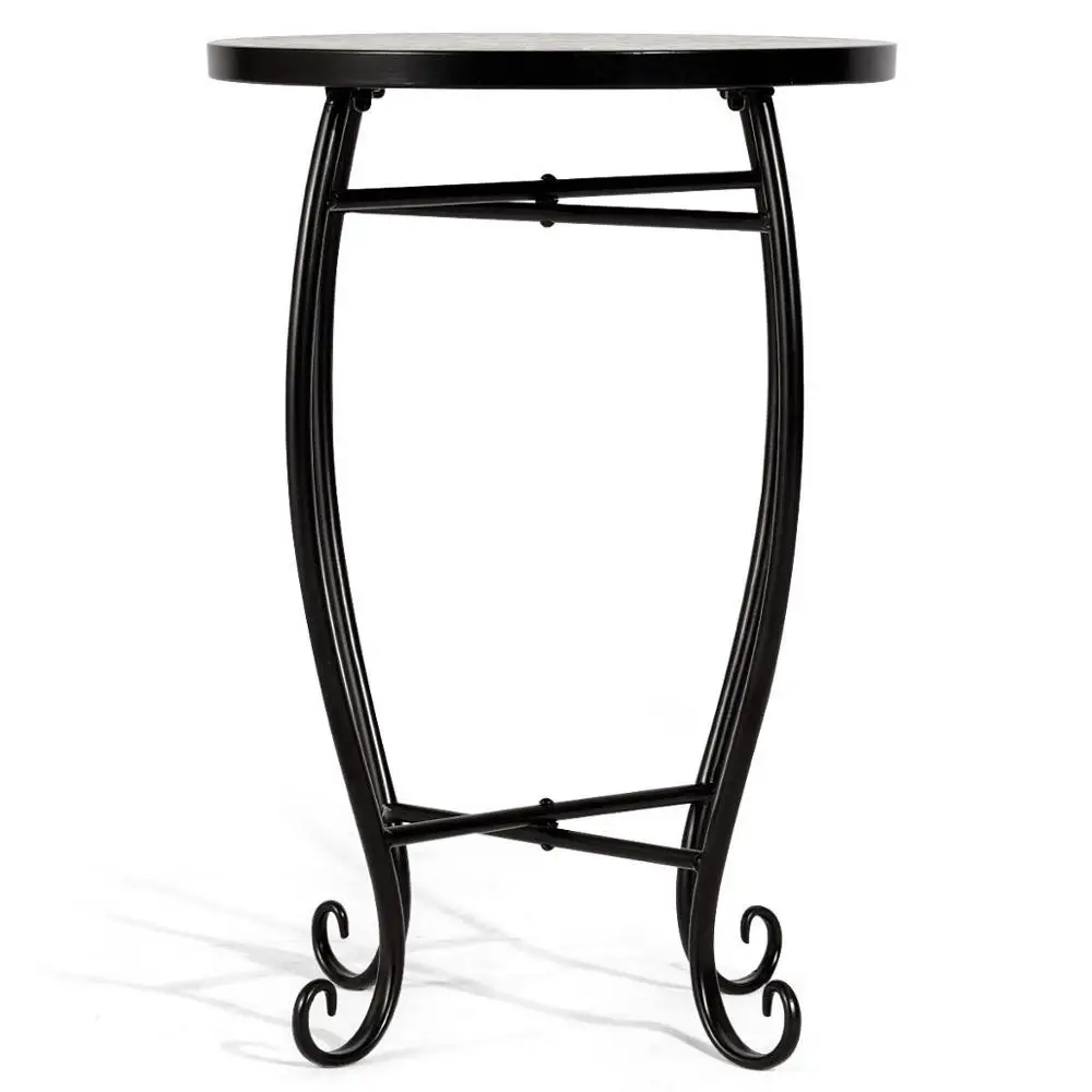 Green Round Plant Stand Steel Scheme Garden Decor Display Accent Table