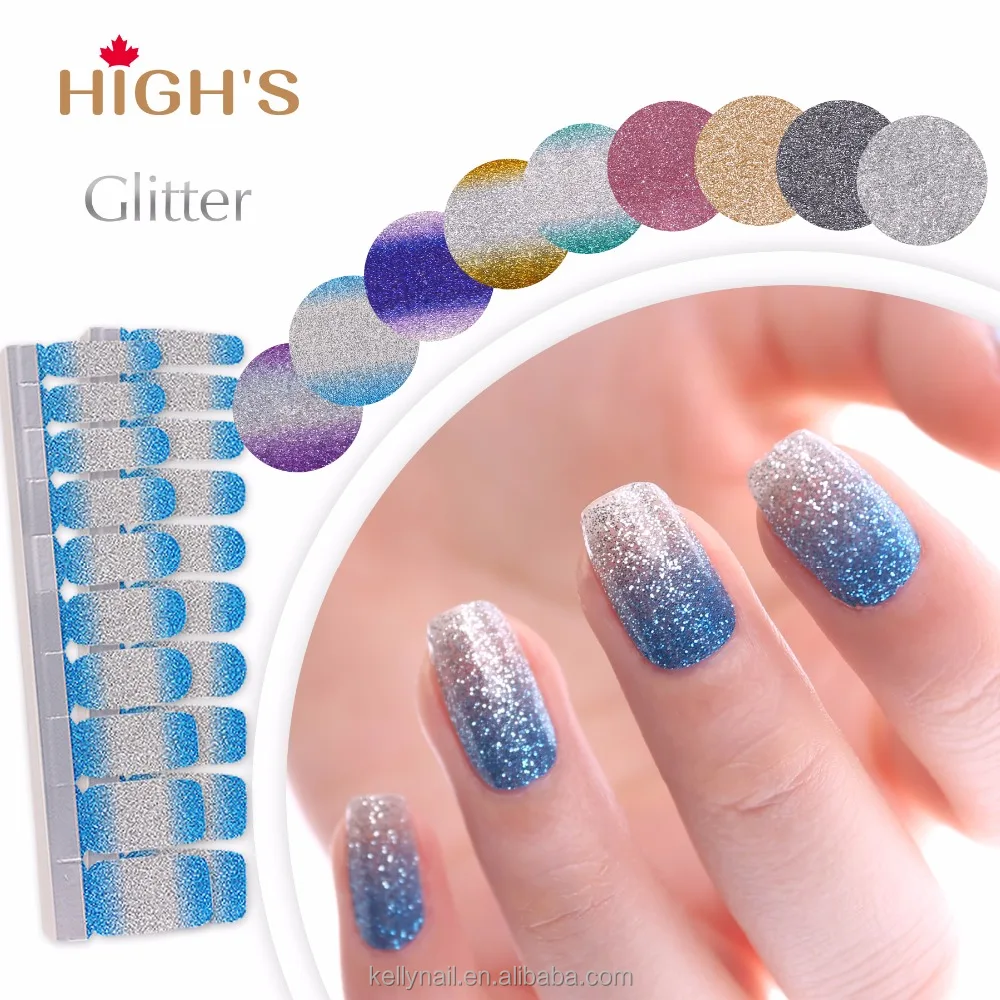 Private label real nail polish gradient glitter strips nail lacquer sticker
