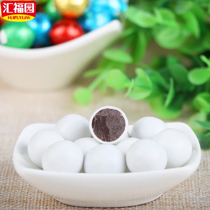 
Ball shape center filled white chocolate candies 
