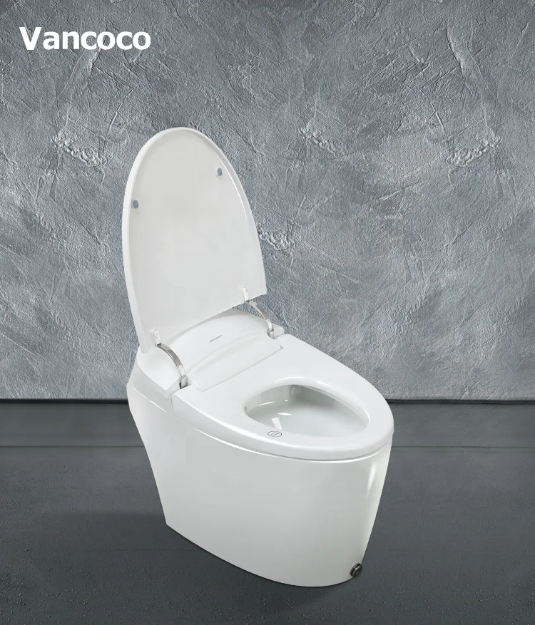 Vancoco Plastic Intelligent Seat Temperature Regulation White Ceramic Attached Bidet Automatic Human Smart Toilet