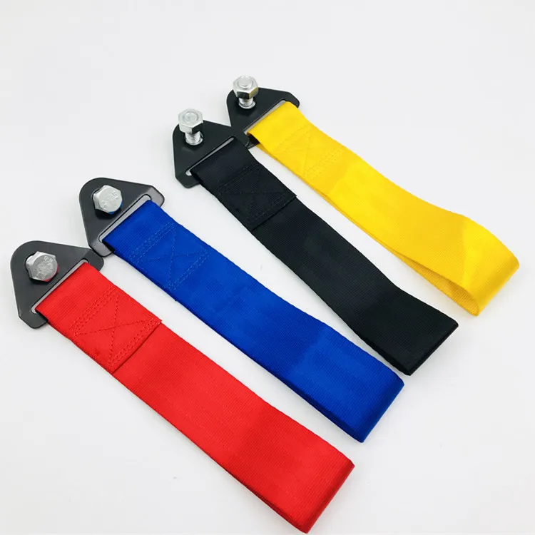 JDM High Strength  Black Tow Strap Front or Rear Bumper Towing Hook