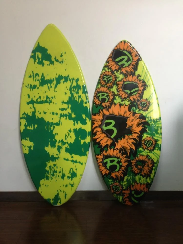 
Wood Skimboard & Wakesurf Board with Deckpad and Fins 