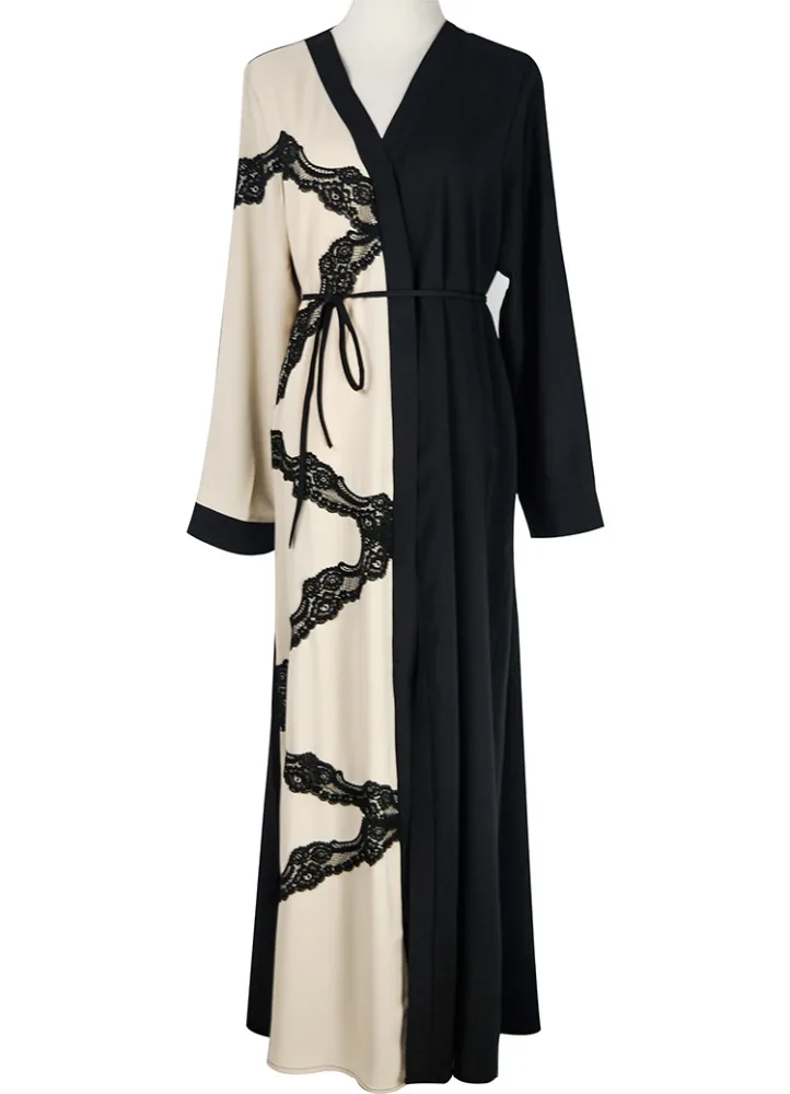 trendy ethnic style clothes oem a line long sleeve lace muslim evening dress