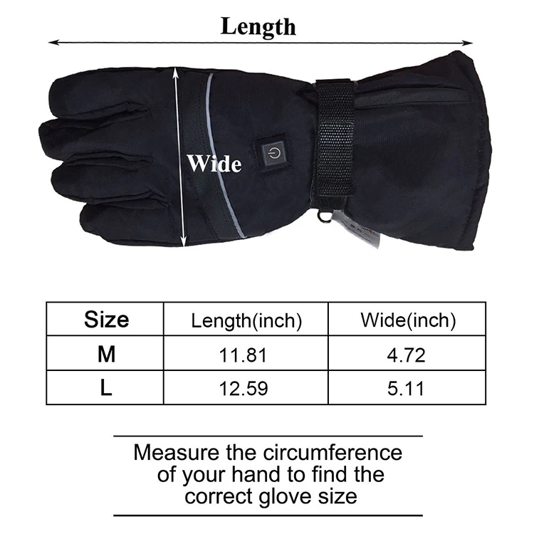 Wholesale Outdoor Waterproof Non-Slip Premium Rechargeable Battery Ski Heated Thermo Safety Warmer Gloves for Winter Windproof