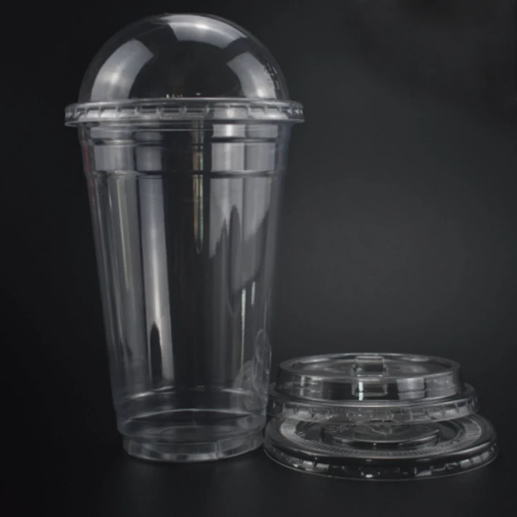98caliber 500ml 16oz disposable pet bubble tea cups with lid for cold drink/juic/milk tea