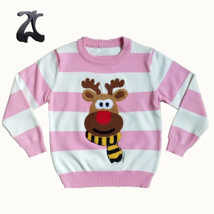 Детский вязаный свитер из ангоры, рубашка с вышивкой оленя для детей