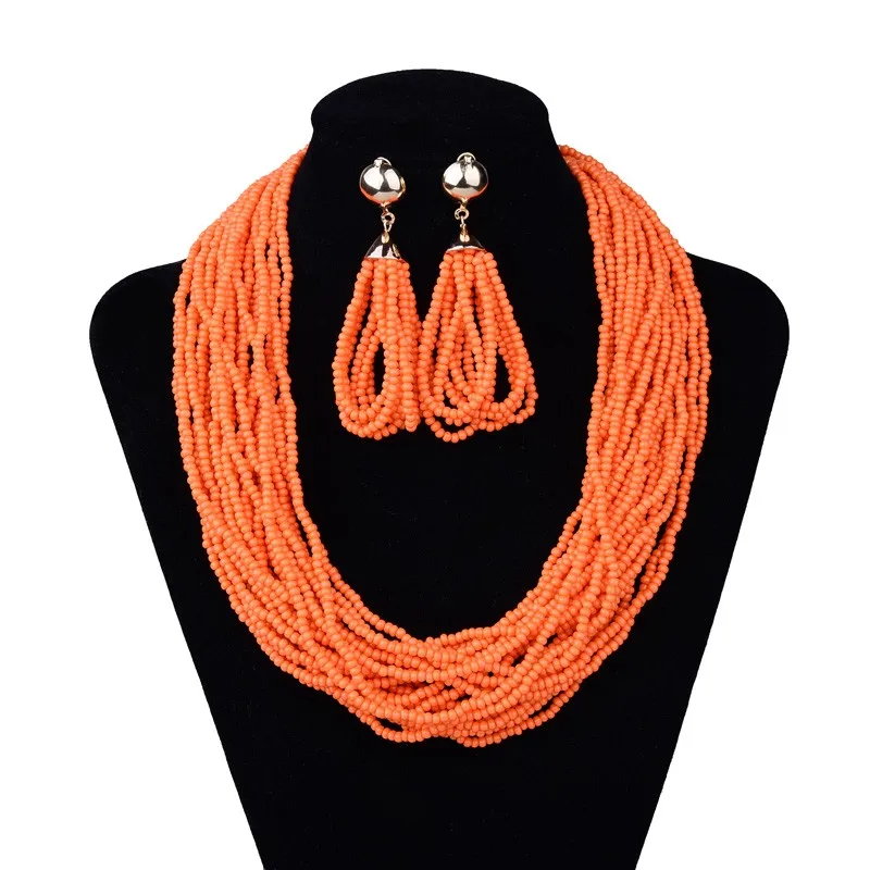 New fashion handmade multi-strand seed beads necklace set